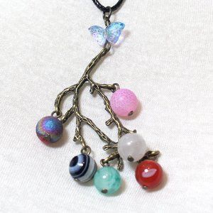 🌟🌟 Brass Bronze Inlay 7 Chakra Beads Branch Necklace 🌟🌟